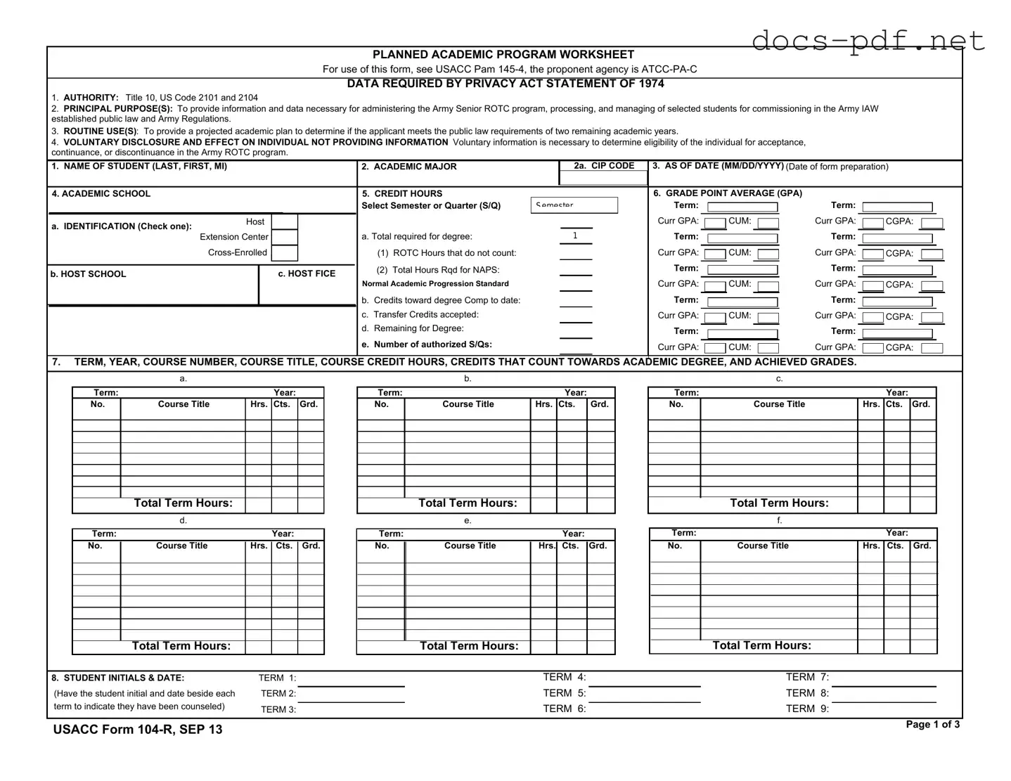 104 R Form in PDF