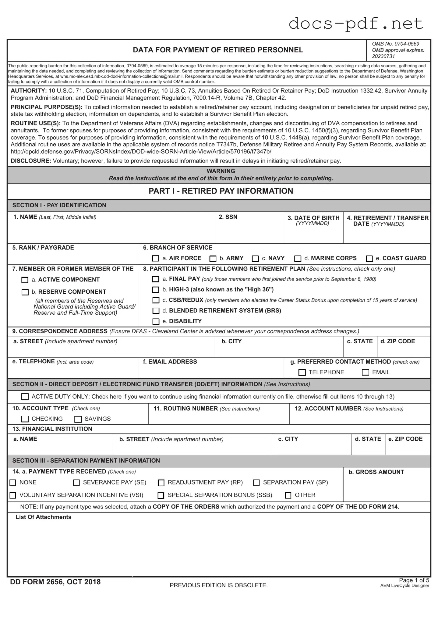 DD 2656 Form in PDF