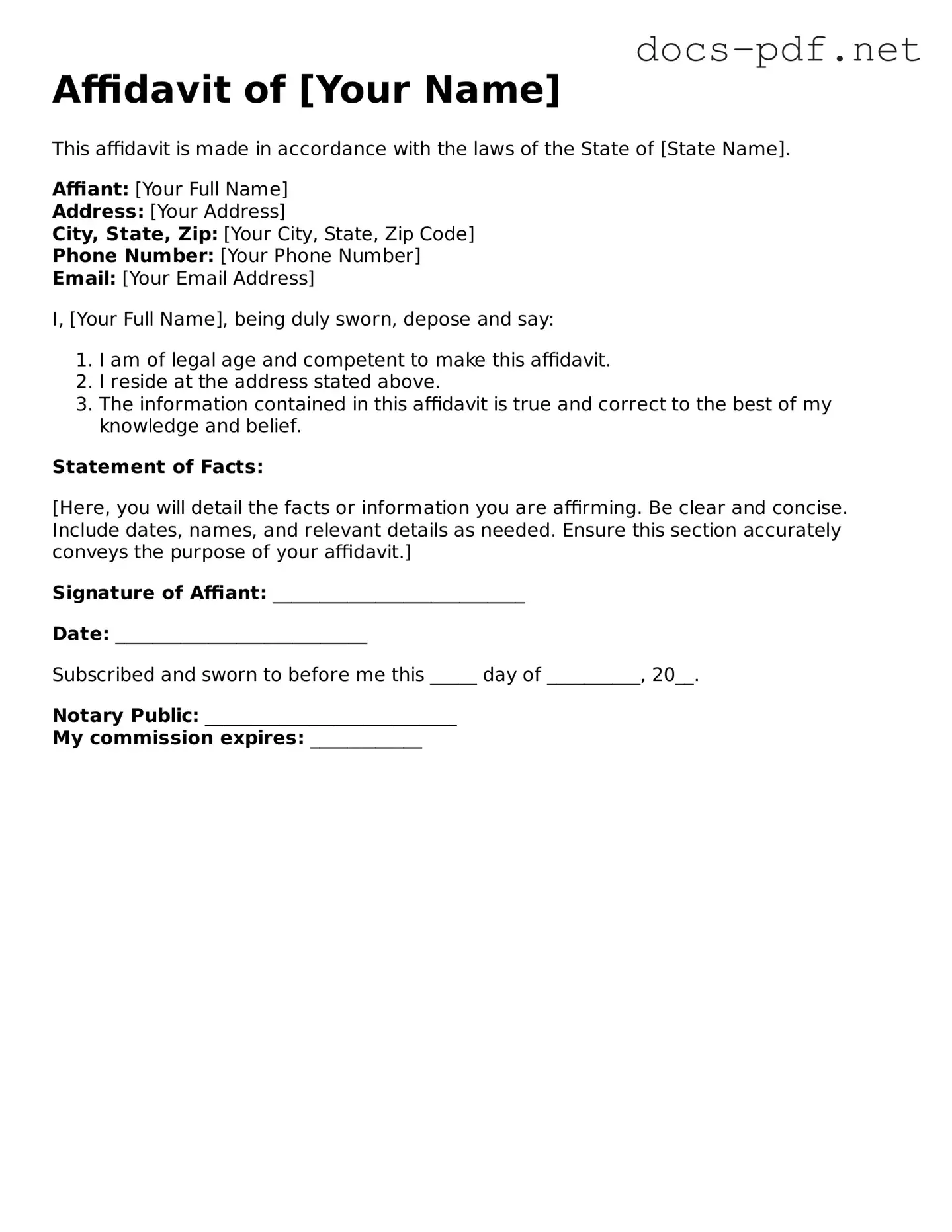 Free Affidavit Document