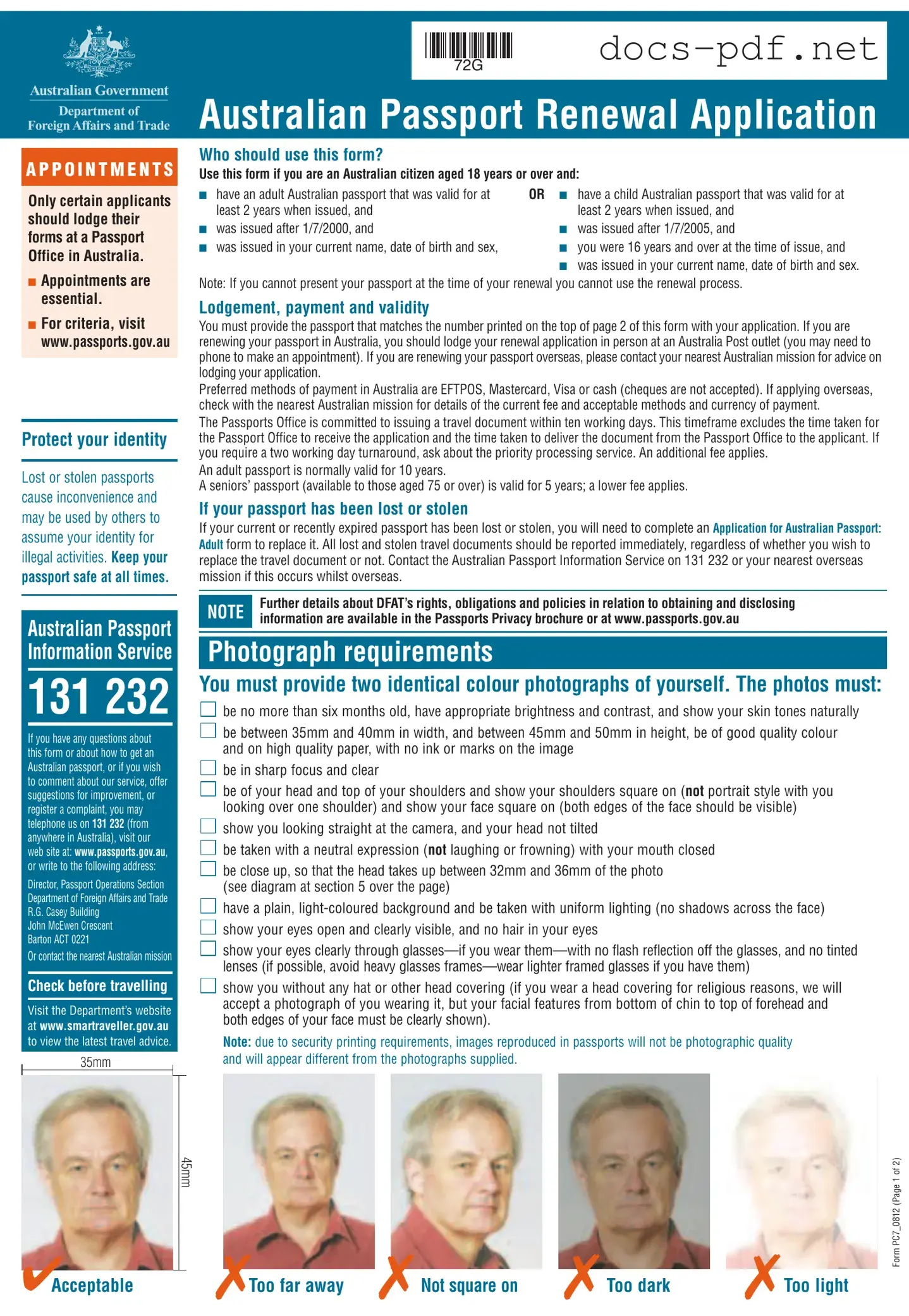 Australian Passport Renewal Form in PDF