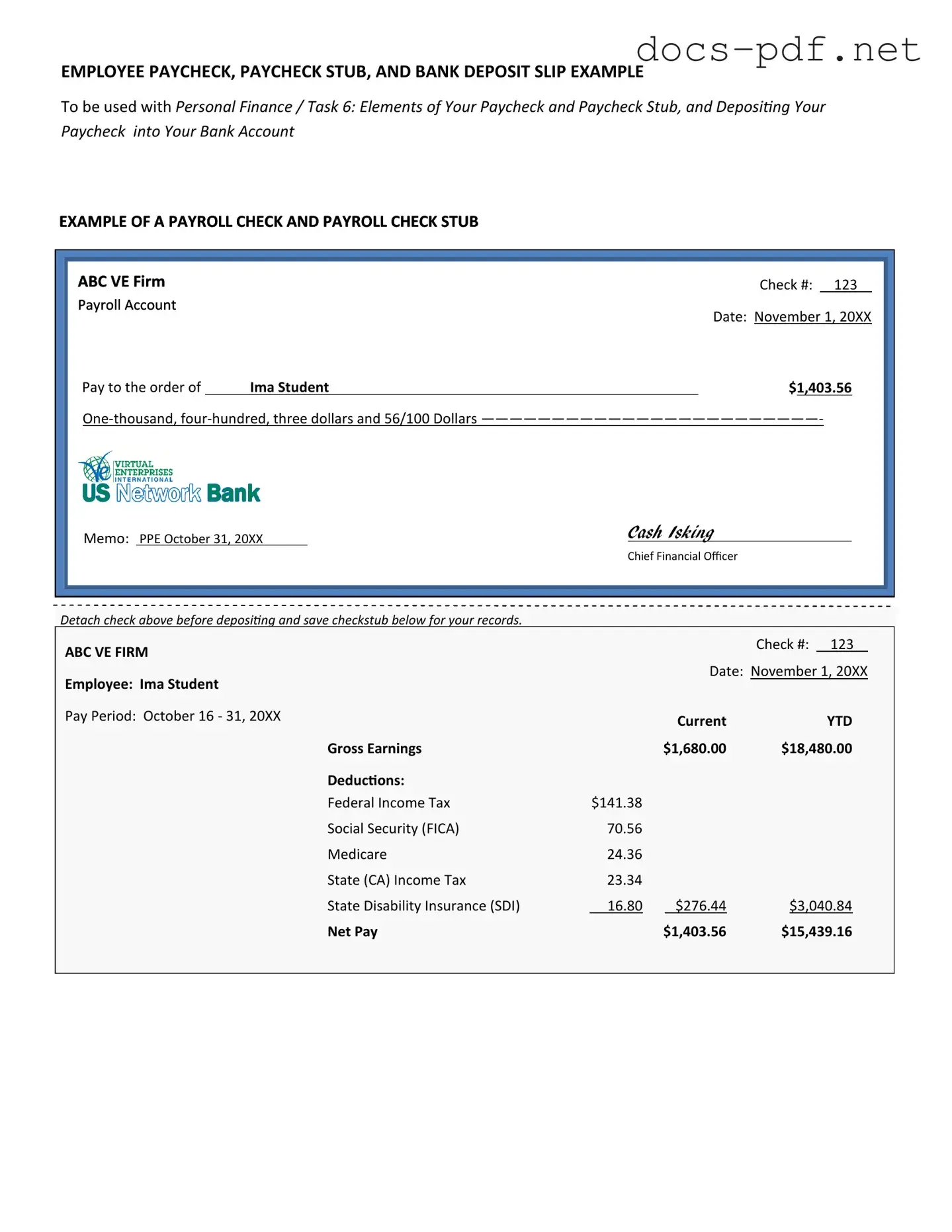 Payroll Check Form in PDF