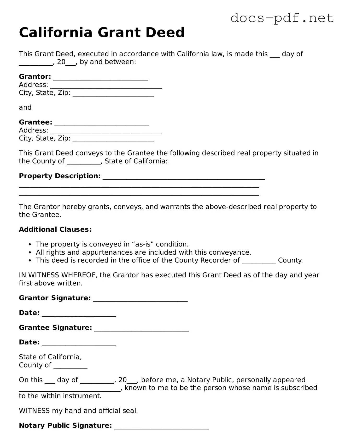 Official  Deed Form for California