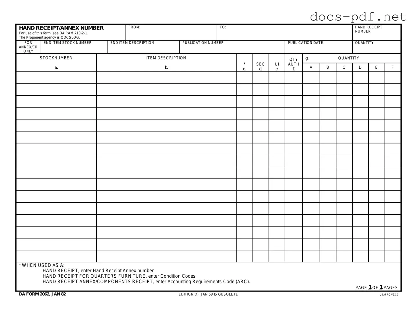 Da Form in PDF