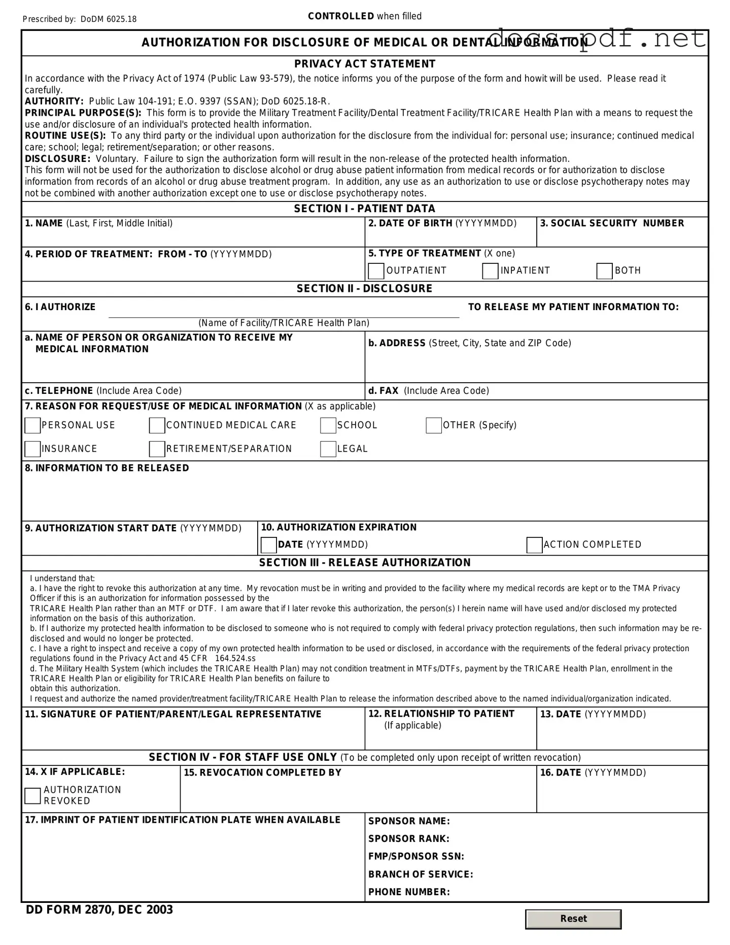 DD 2870 Form in PDF
