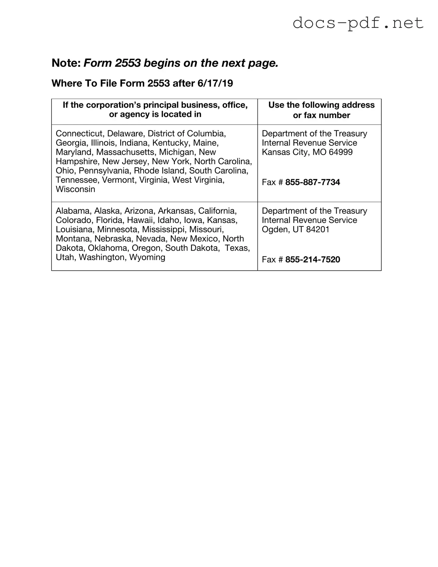 IRS 2553 Form in PDF
