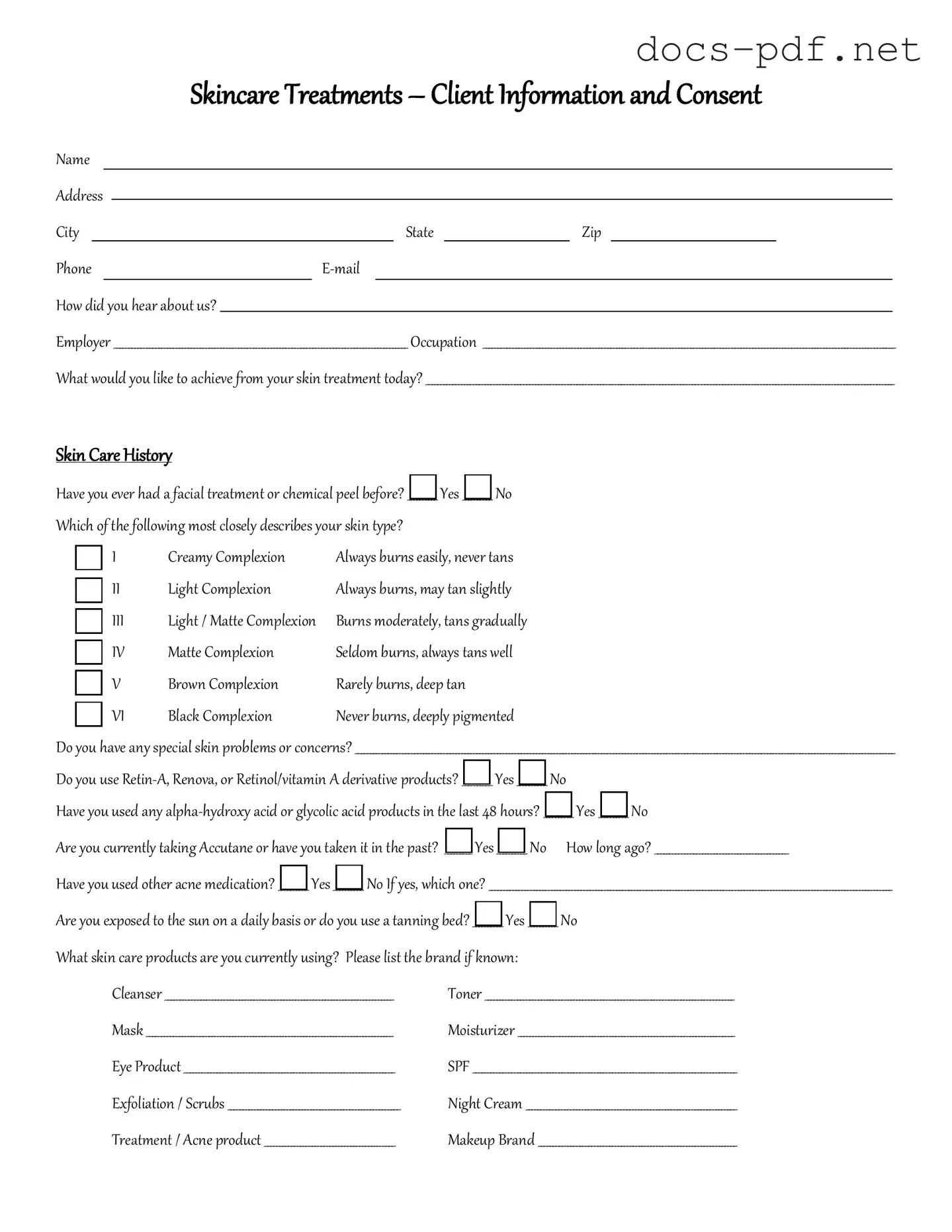 Facial Consent Form in PDF