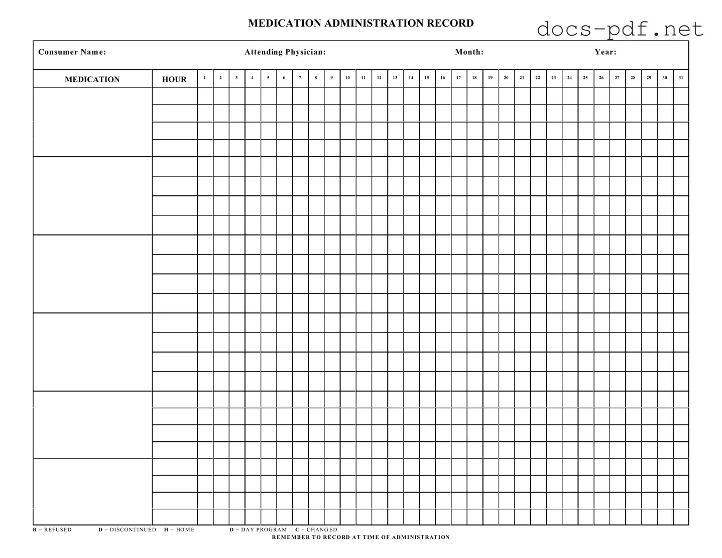 Medication Administration Record Sheet Form in PDF