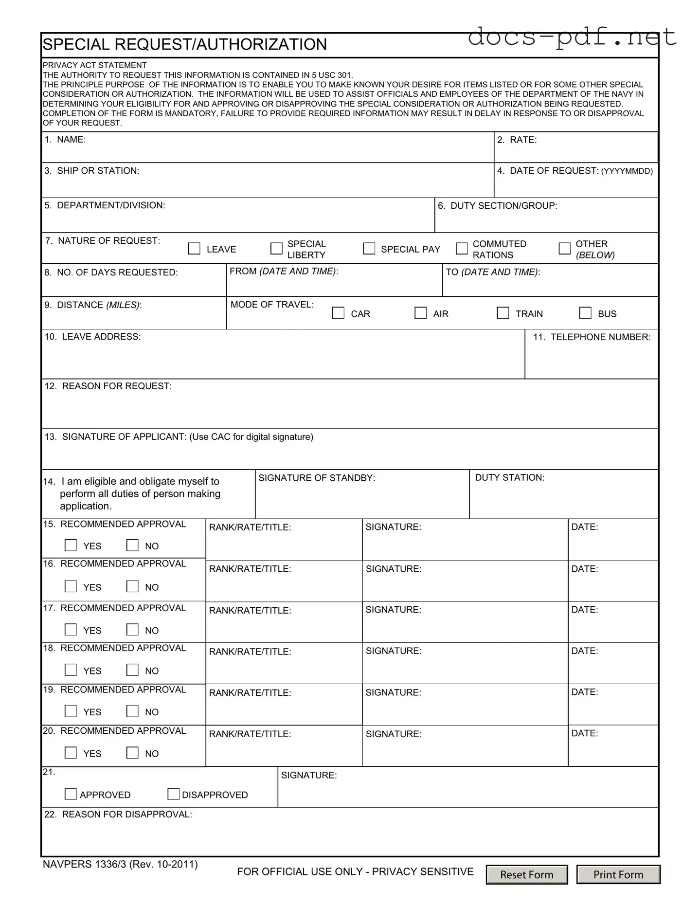 Navpers 1336 3 Form in PDF