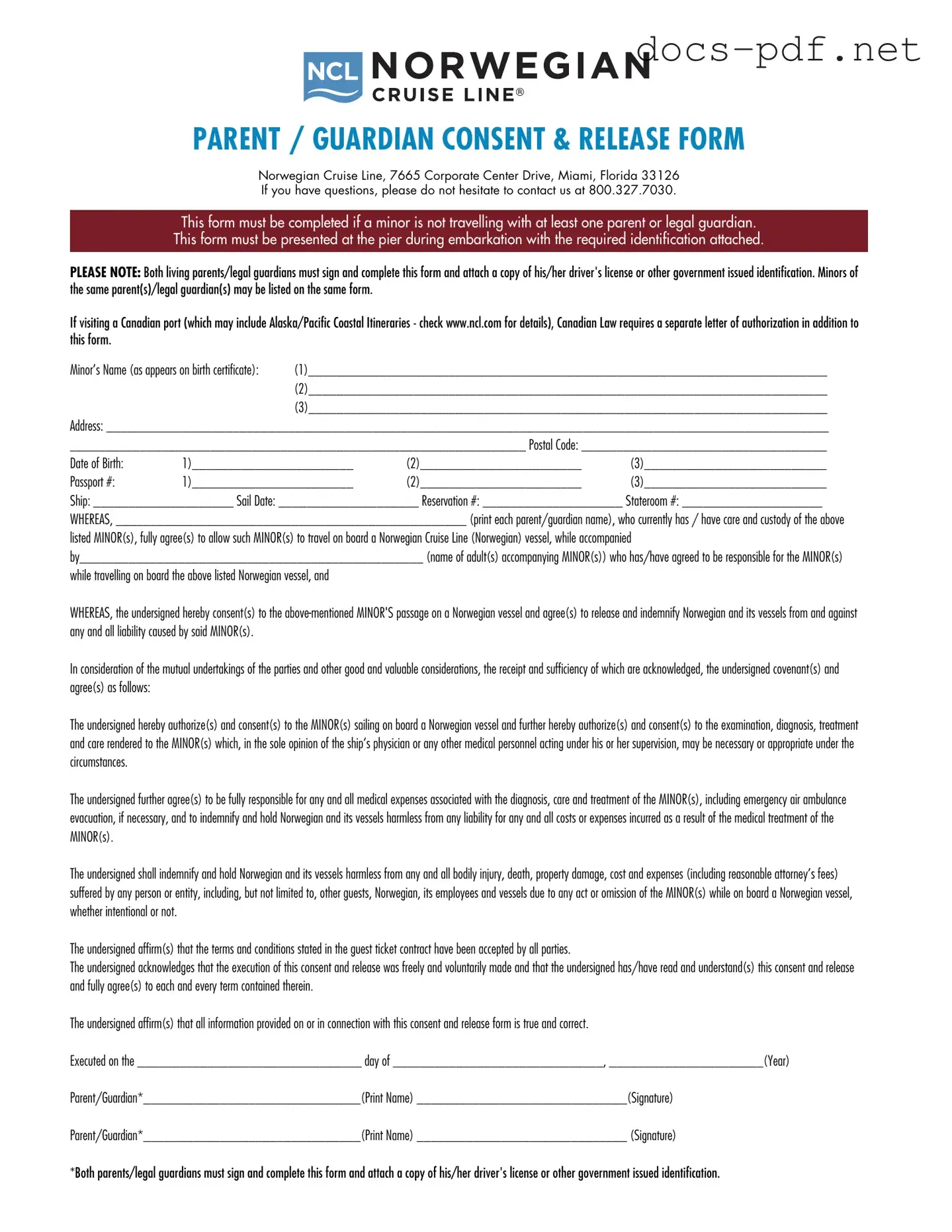 NCL Parental Consent Form in PDF
