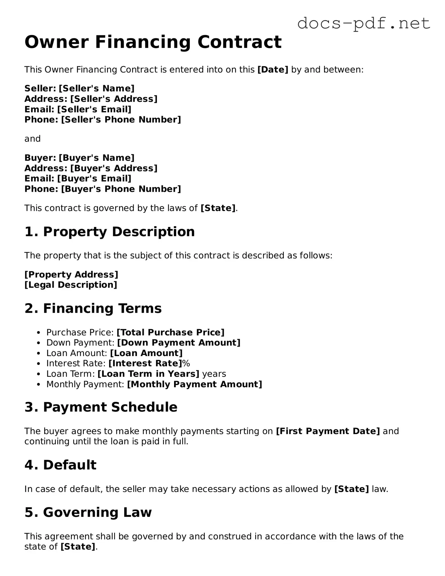 Free Owner Financing Contract Document