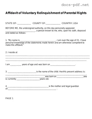Affidavit Parental Rights Form in PDF
