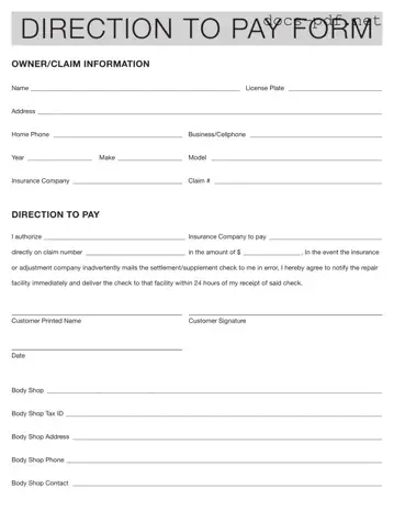 Authorization And Direction Pay Form in PDF