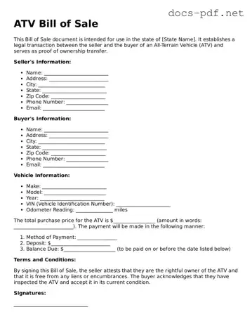 Free ATV Bill of Sale Document
