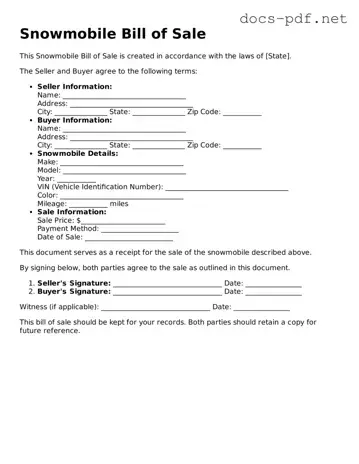 Free Snowmobile Bill of Sale Document