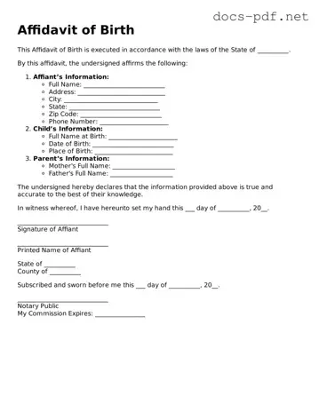 Free Affidavit of Birth Document
