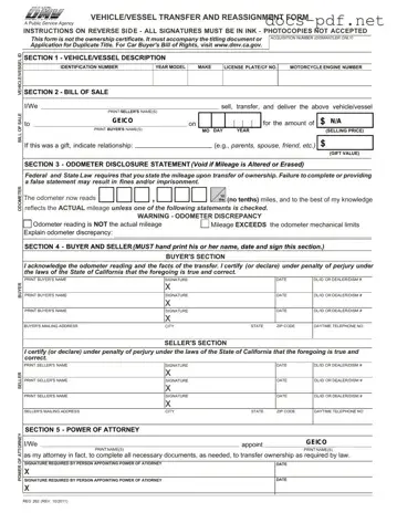 California Fotm Reg 262 Form in PDF