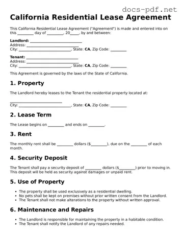 Official  Residential Lease Agreement Form for California