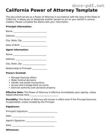 Official  Power of Attorney Form for California