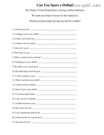 Donated A Dollar Form in PDF