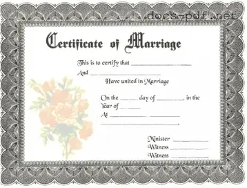 Marriage Certificate Form in PDF