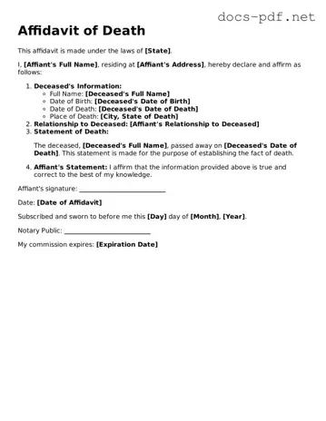 Free Affidavit of Death Document