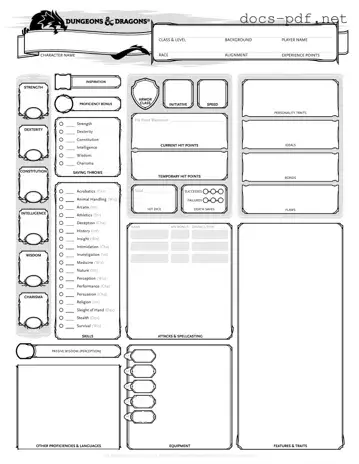 Dnd Character Sheet Form in PDF