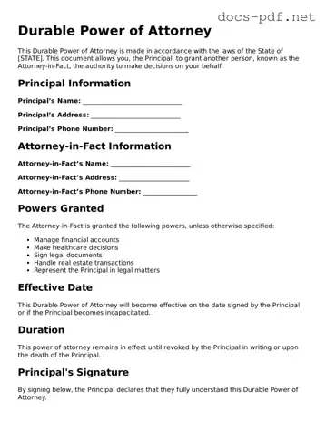 Free Durable Power of Attorney Document