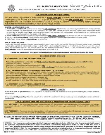 DS-11 U.S. Passport application Form in PDF