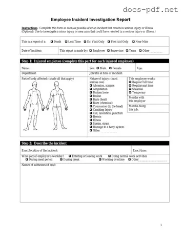 Employee Accident Report Form in PDF
