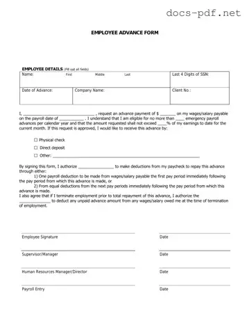 Employee Advance Form in PDF