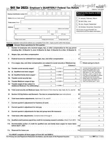 IRS 941 Form in PDF