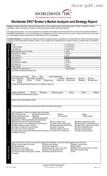 Erc Broker Market Analysis Form in PDF