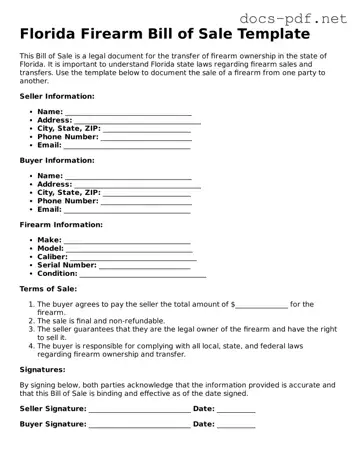 Official  Firearm Bill of Sale Form for Florida