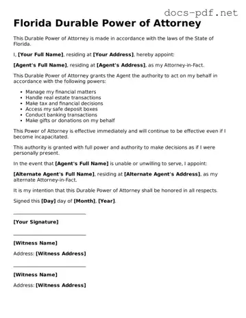 Official  Durable Power of Attorney Form for Florida