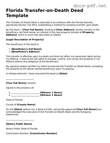 Official  Transfer-on-Death Deed Form for Florida