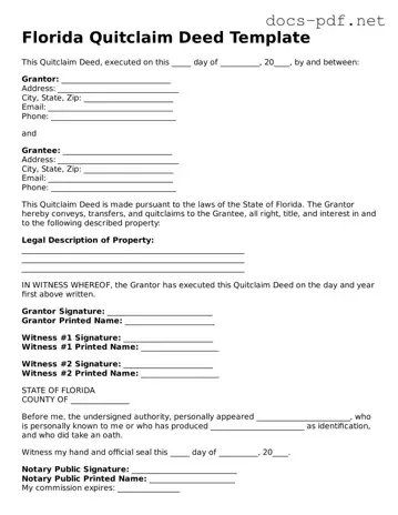 Official  Quitclaim Deed Form for Florida