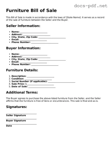 Free Furniture Bill of Sale Document