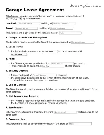 Free Garage Lease Agreement Document