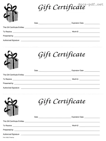 Gift Certificate Form in PDF