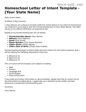 Free Homeschool Letter of Intent Document