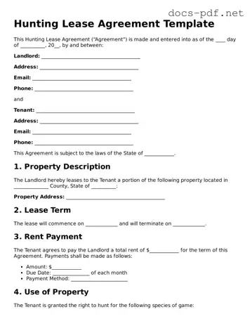 Free Hunting Lease Agreement Document