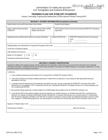 ICE I-983 Form in PDF