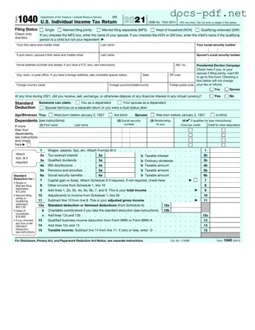 IRS 1040 Form in PDF