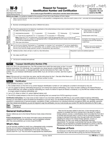 IRS W-9 Form in PDF