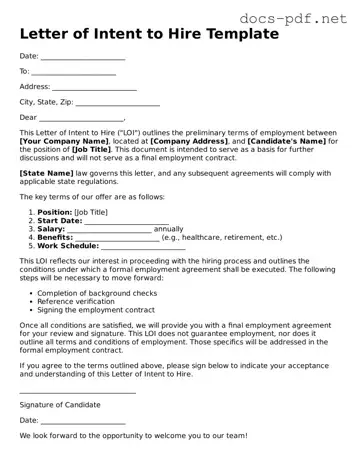 Free Letter of Intent to Hire Document