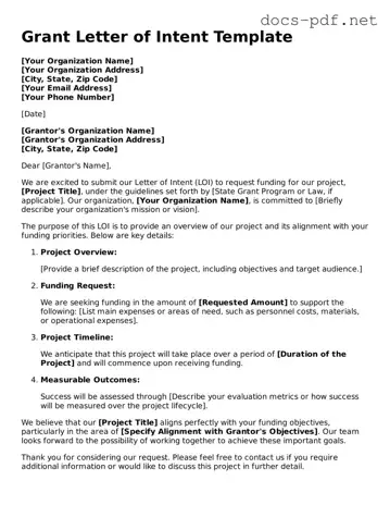 Free Grant Letter of Intent Document