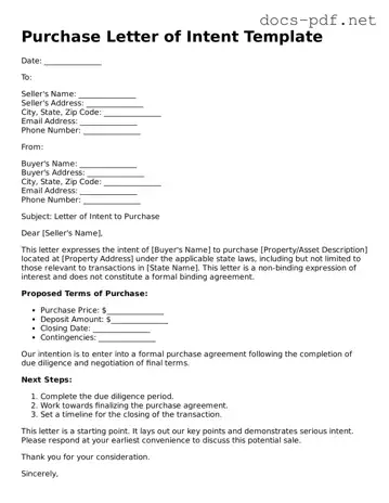Free Purchase Letter of Intent Document