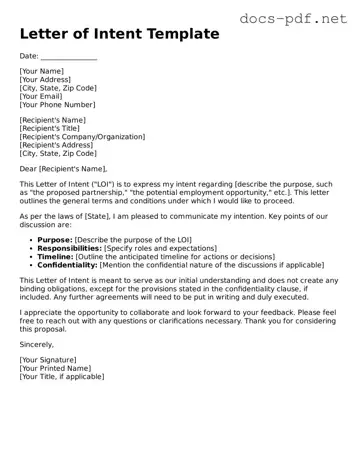 Free Letter of Intent Document