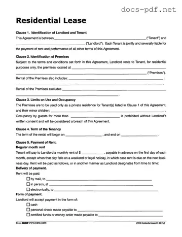 Lf310 Residential Lease Form in PDF