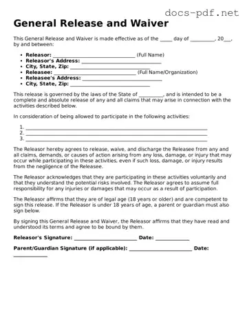 Free Release of Liability Document